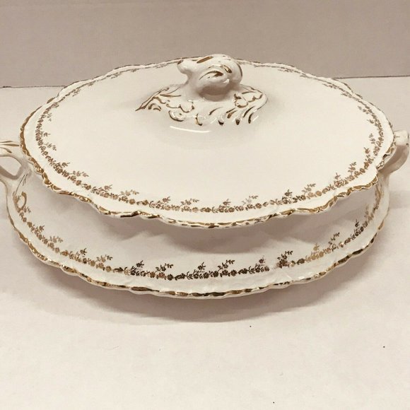Homer Laughlin Gold Floral Spray Band H111 OVAL COVERED VEGETABLE DISH Tureen. - Picture 2 of 6